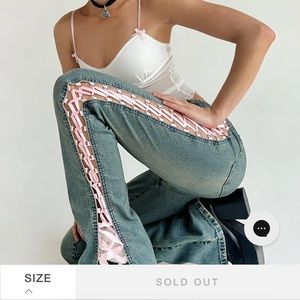 I AM GIA pink satin tie up jeans